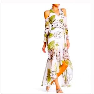 Bebe cold shoulder floral maxi dress